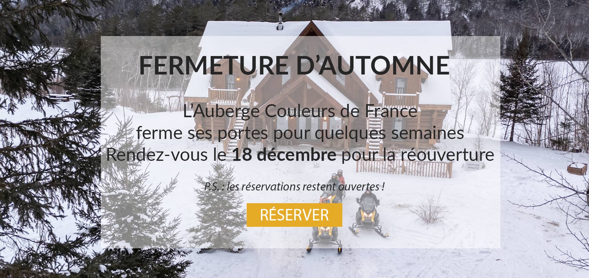 Fermeture printemps 2025 - Auberge Couleurs de Francer