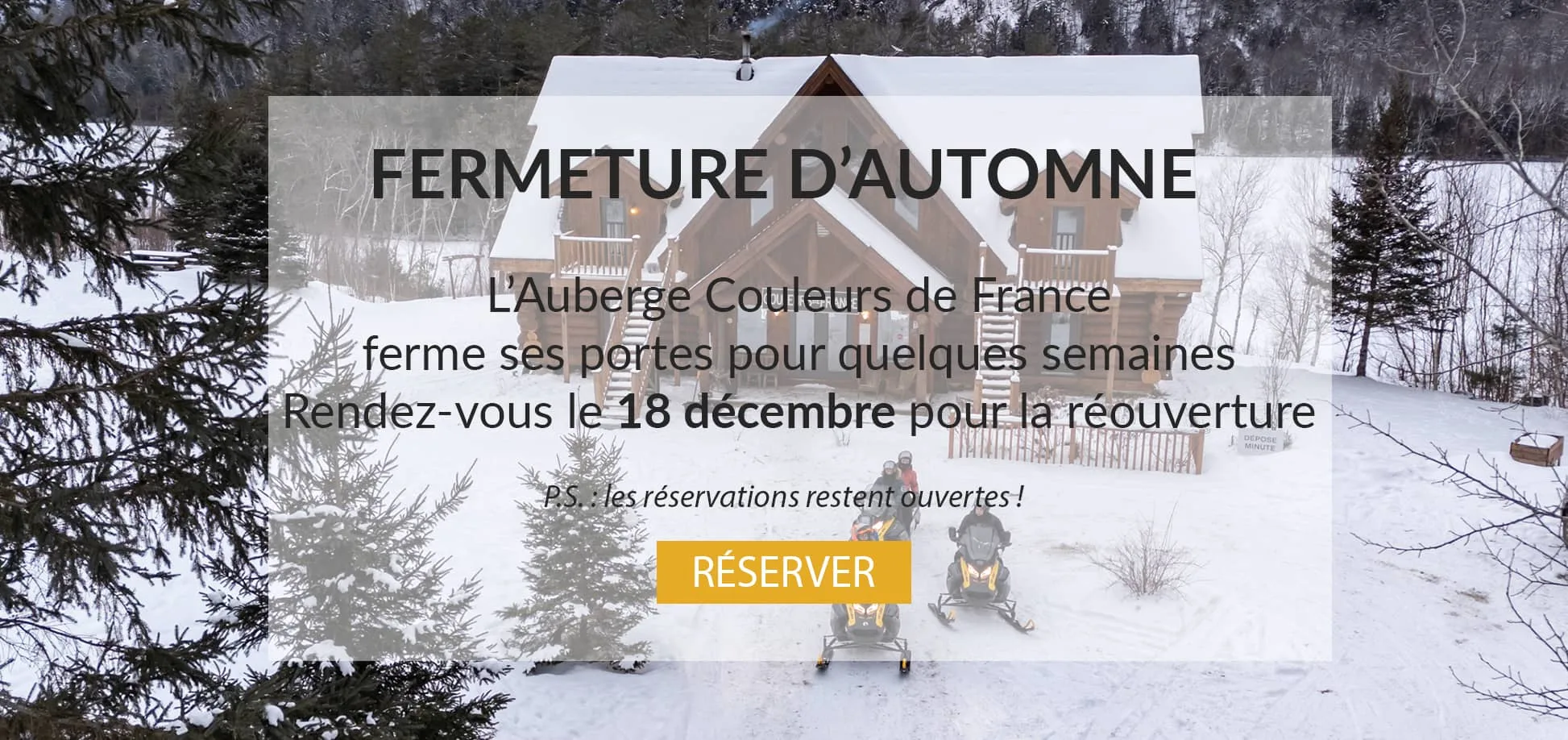 Fermeture printemps 2025 - Auberge Couleurs de Francer