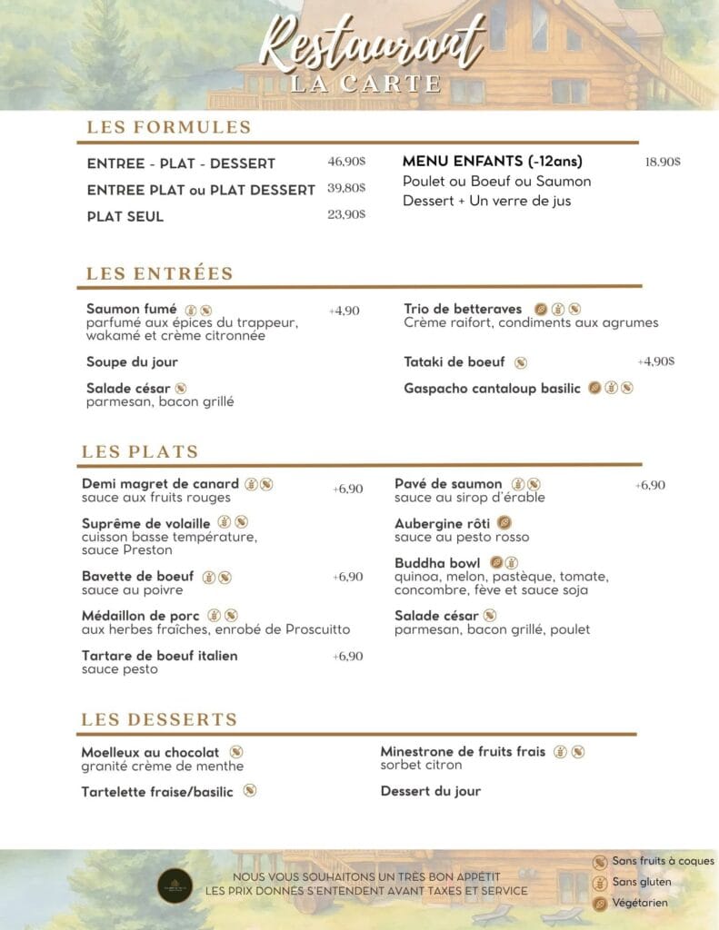 Menu Hiver 2025 - Auberge Couleurs de France